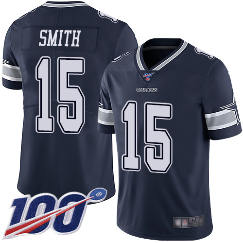 Men Dallas Cowboys Limited Navy Blue Devin Smith Home 15 100th Season Vapor Untouchable NFL Jersey
